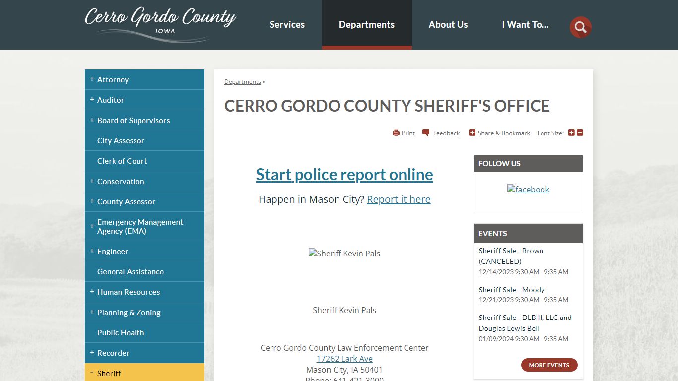 Cerro Gordo County Sheriff's Office | Cerro Gordo County, IA